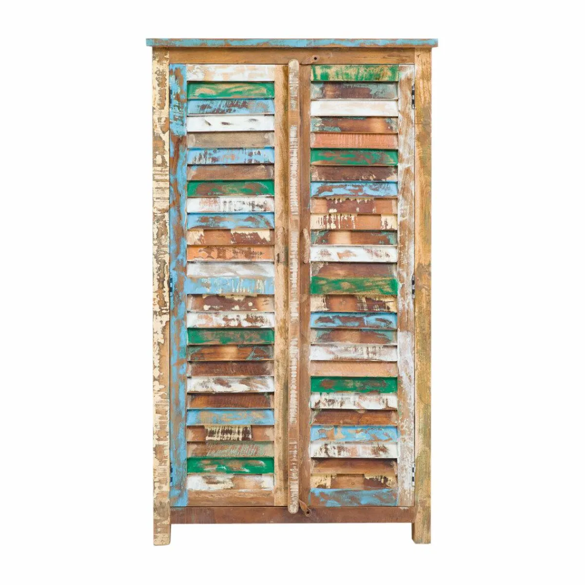 Made in Meubles Armoire à lattes en bois coloré Ethnik