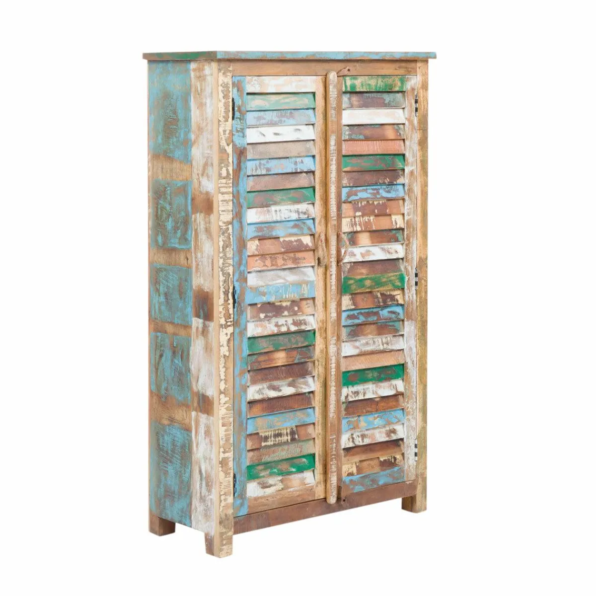 Made in Meubles Armoire à lattes en bois coloré Ethnik