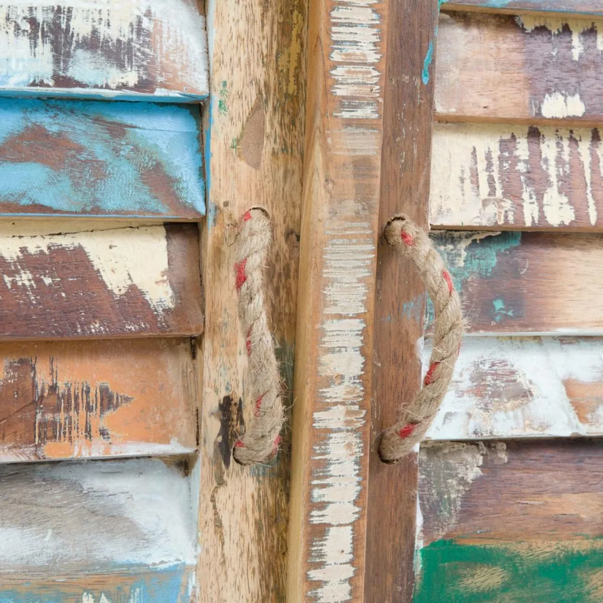 Made in Meubles Armoire à lattes en bois coloré Ethnik