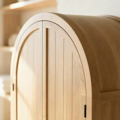 Made in Meubles Armoire arrondie en bois d'orme Alicia