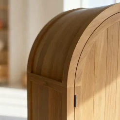 Made in Meubles Armoire arrondie en bois d'orme Alicia