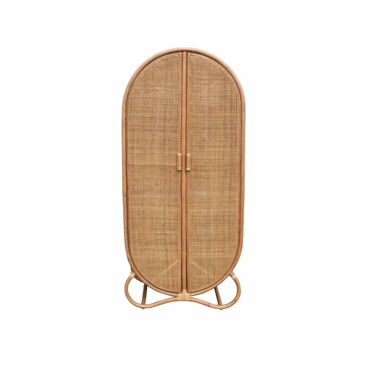 Made in Meubles Armoire arrondie en rotin 4 étagères Rim