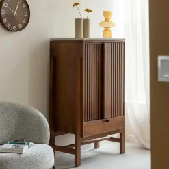 Made in Meubles Armoire en bois d'acacia et terrazzo Kaelis