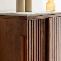 Made in Meubles Armoire en bois d'acacia et terrazzo Kaelis