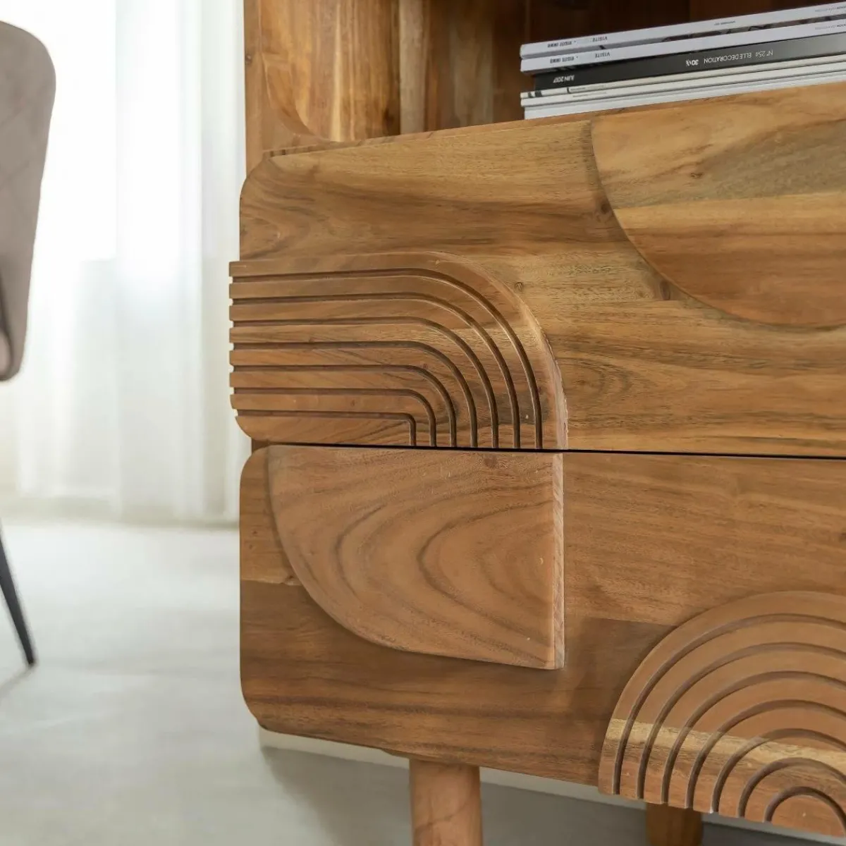 Made in Meubles Armoire en bois d'acacia Tilio