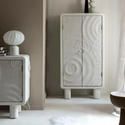 Made in Meubles Armoire en bois effet béton blanc Danaé