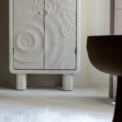 Made in Meubles Armoire en bois effet béton blanc Danaé