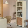 Made in Meubles Armoire en bois effet béton et bois d'acacia Dalva