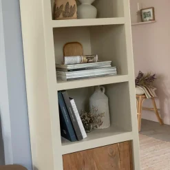 Made in Meubles Armoire en bois effet béton et bois d'acacia Dalva