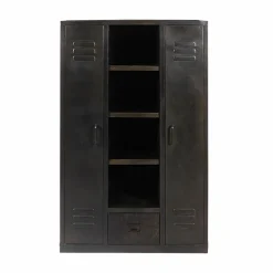 Made in Meubles Armoire en métal noir 2 portes Locker