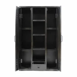 Made in Meubles Armoire en métal noir 2 portes Locker