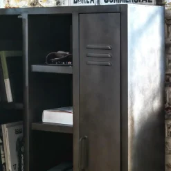 Made in Meubles Armoire en métal noir 2 portes Locker