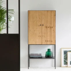Made in Meubles Armoire en pin et métal Rondin