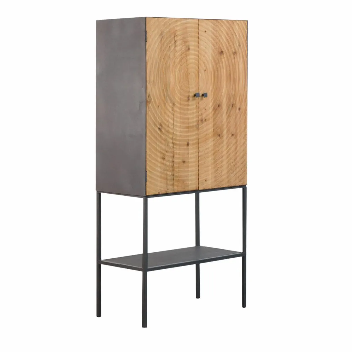 Made in Meubles Armoire en pin et métal Rondin