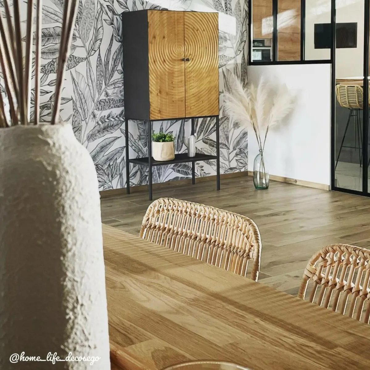 Made in Meubles Armoire en pin et métal Rondin