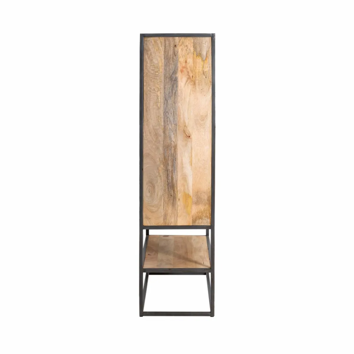Made in Meubles Armoire sculpté en bois de manguier et métal Luz