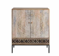 Made in Meubles Armoire sculptée en bois de manguier Marc