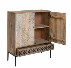 Made in Meubles Armoire sculptée en bois de manguier Marc