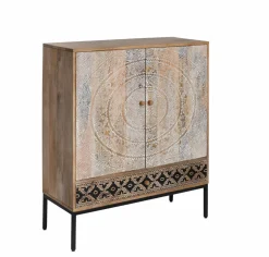 Made in Meubles Armoire sculptée en bois de manguier Marc