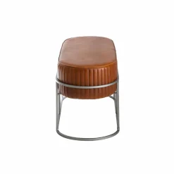 Made in Meubles Banc arrondi en cuir marron Gaby