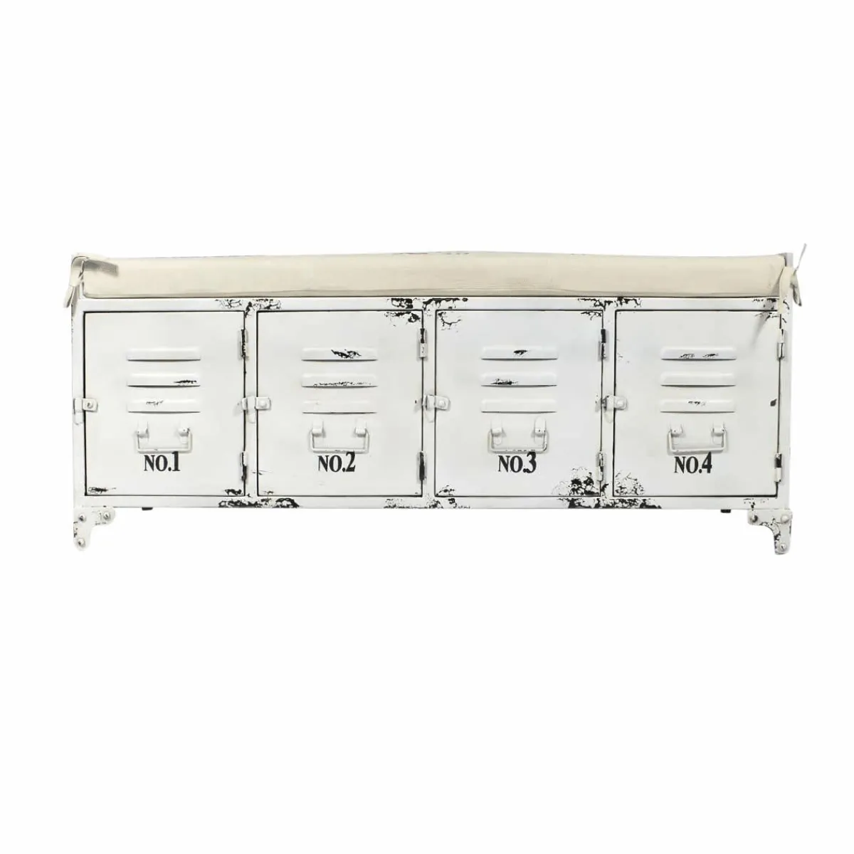 Made in Meubles Banc avec rangement en métal blanc Félicie