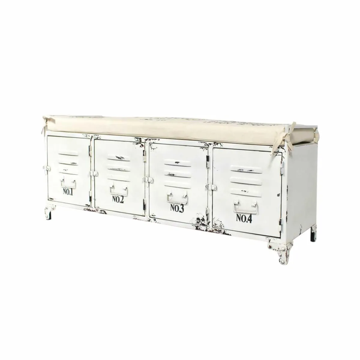 Made in Meubles Banc avec rangement en métal blanc Félicie