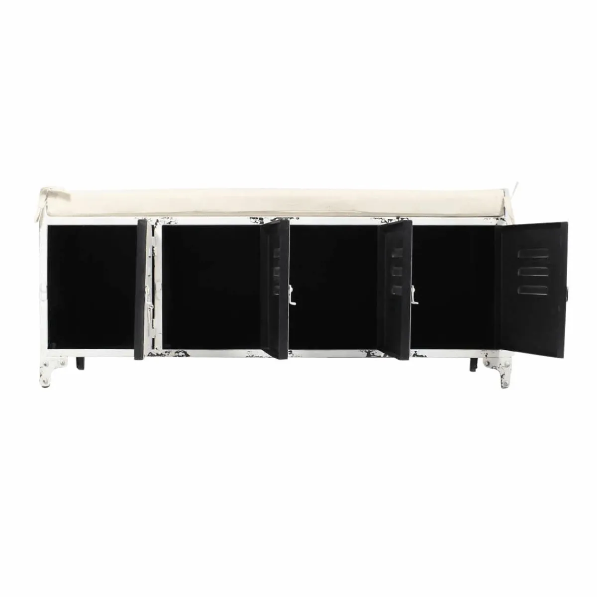 Made in Meubles Banc avec rangement en métal blanc Félicie