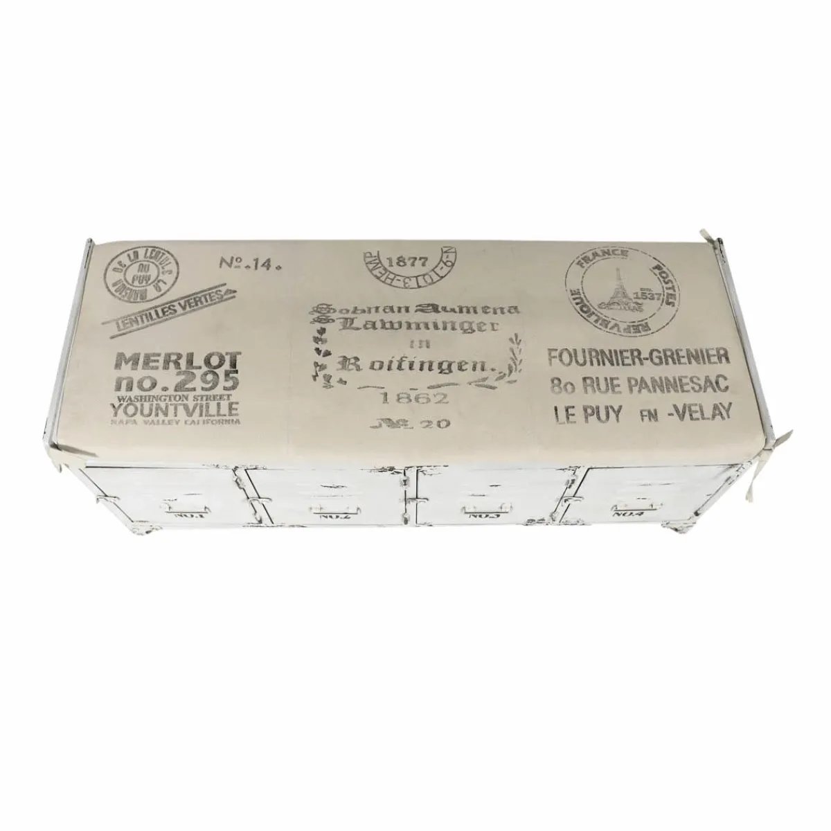 Made in Meubles Banc avec rangement en métal blanc Félicie