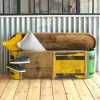 Made in Meubles Banc coffre en bois et métal recyclé Victorine