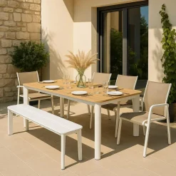 Made in Meubles Banc en aluminium blanc Apollon