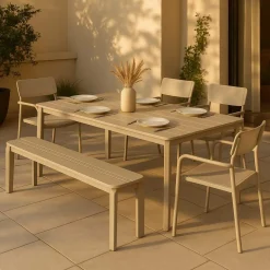 Made in Meubles Banc en aluminium taupe Apollon