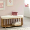 Made in Meubles Banc en bois d'acacia et tissu Orane