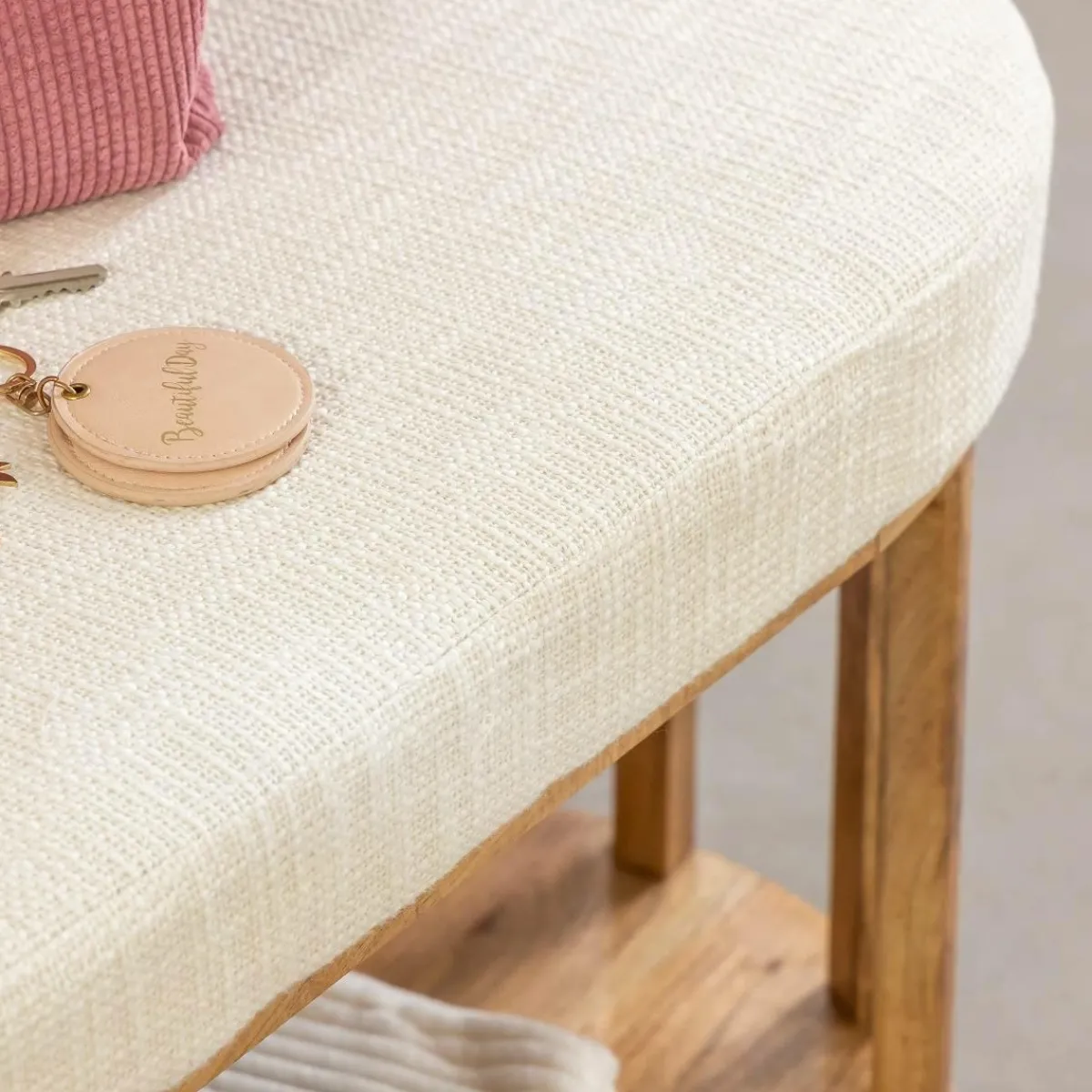 Made in Meubles Banc en bois d'acacia et tissu Orane