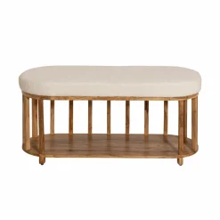 Made in Meubles Banc en bois d'acacia et tissu Orane
