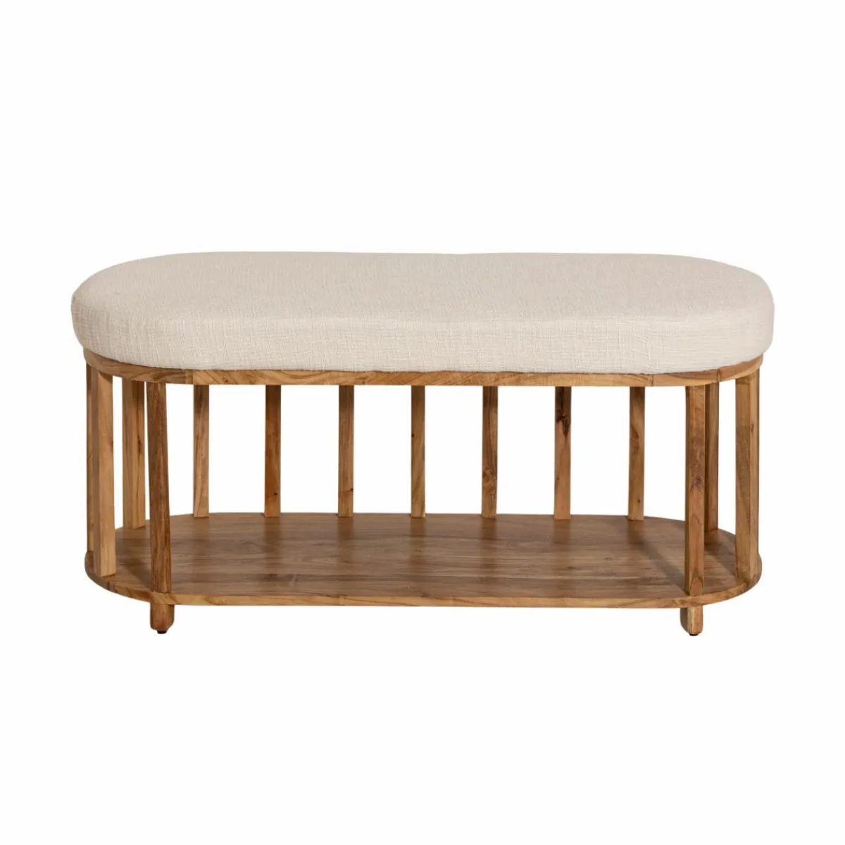 Made in Meubles Banc en bois d'acacia et tissu Orane