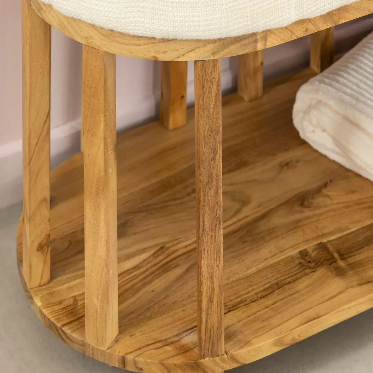 Made in Meubles Banc en bois d'acacia et tissu Orane