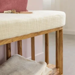 Made in Meubles Banc en bois d'acacia et tissu Orane