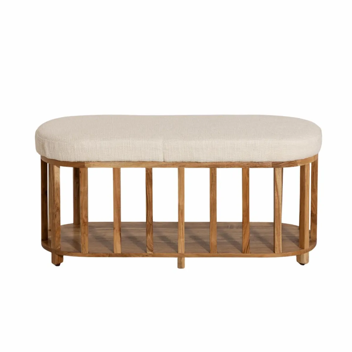 Made in Meubles Banc en bois d'acacia et tissu Orane