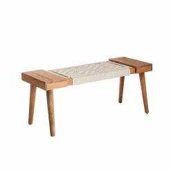 Made in Meubles Banc en bois de manguier tissage Bertille