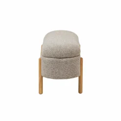 Made in Meubles Banc en bois de pin et tissu bouclette gris clair Nério