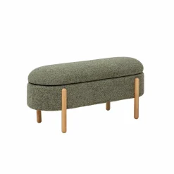 Made in Meubles Banc en bois de pin et tissu bouclette  vert Nério