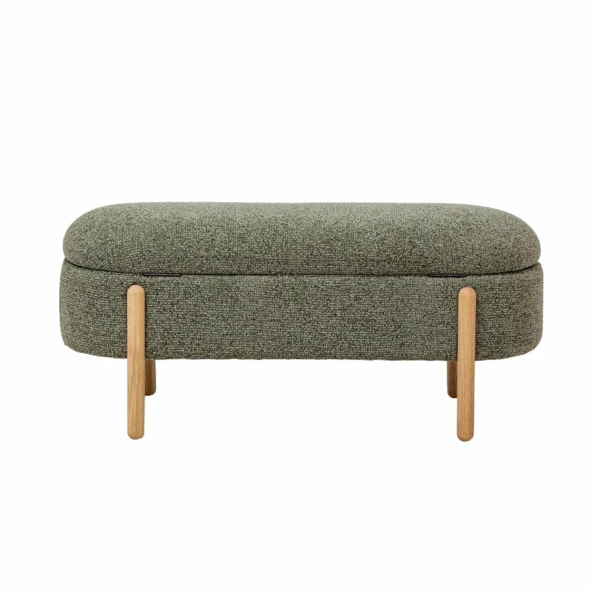 Made in Meubles Banc en bois de pin et tissu bouclette vert Nério