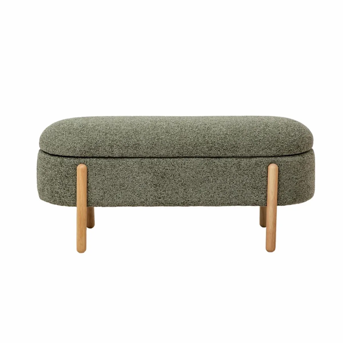 Made in Meubles Banc en bois de pin et tissu bouclette vert Nério