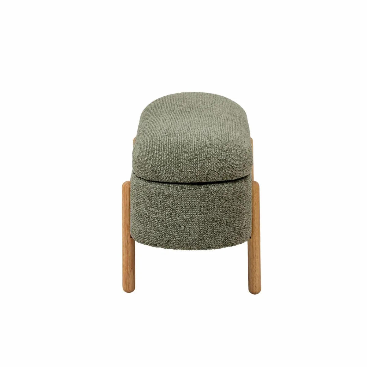 Made in Meubles Banc en bois de pin et tissu bouclette vert Nério