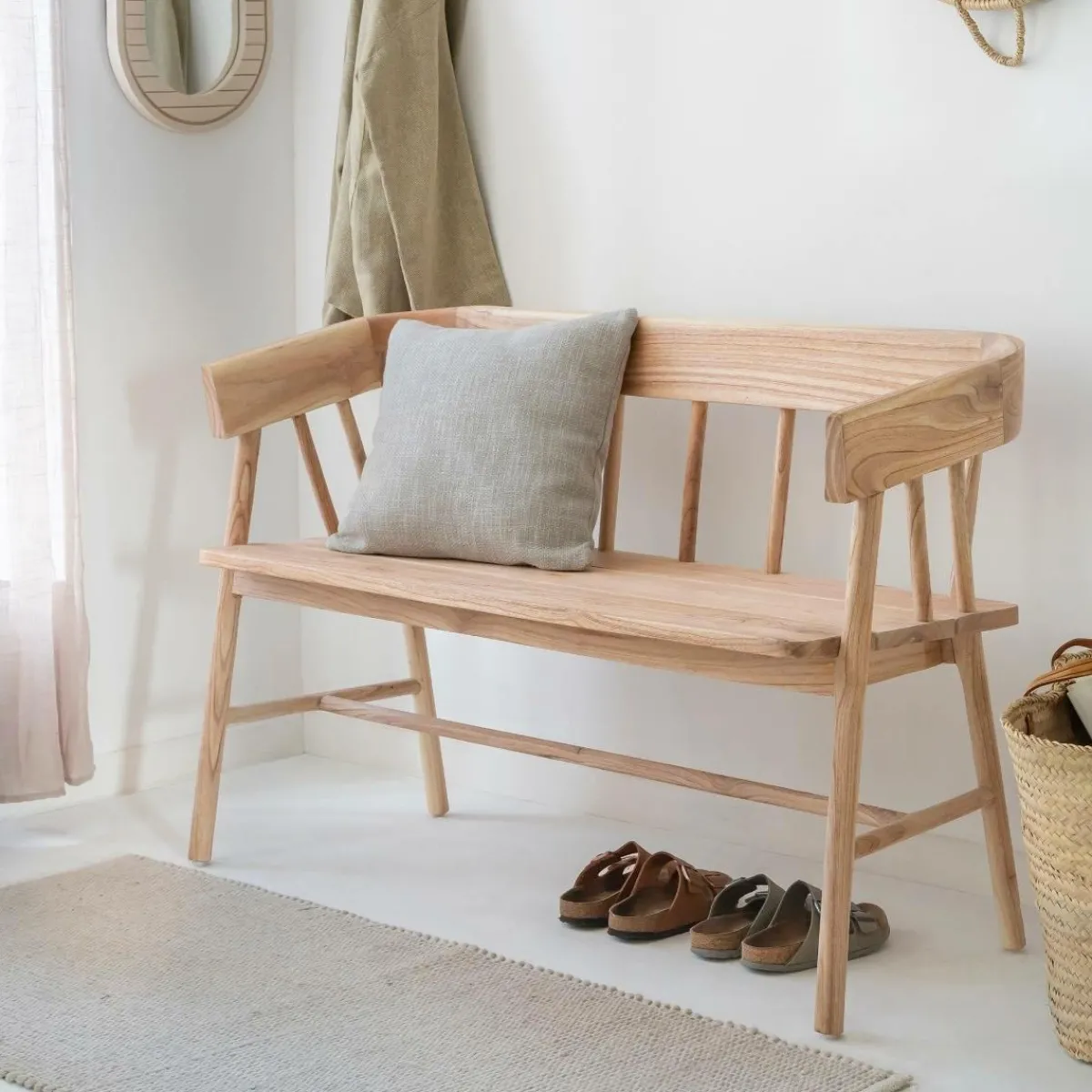Made in Meubles Banc en bois de teck brut June