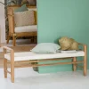 Made in Meubles Banc en bois de teck et tissu Pénélope