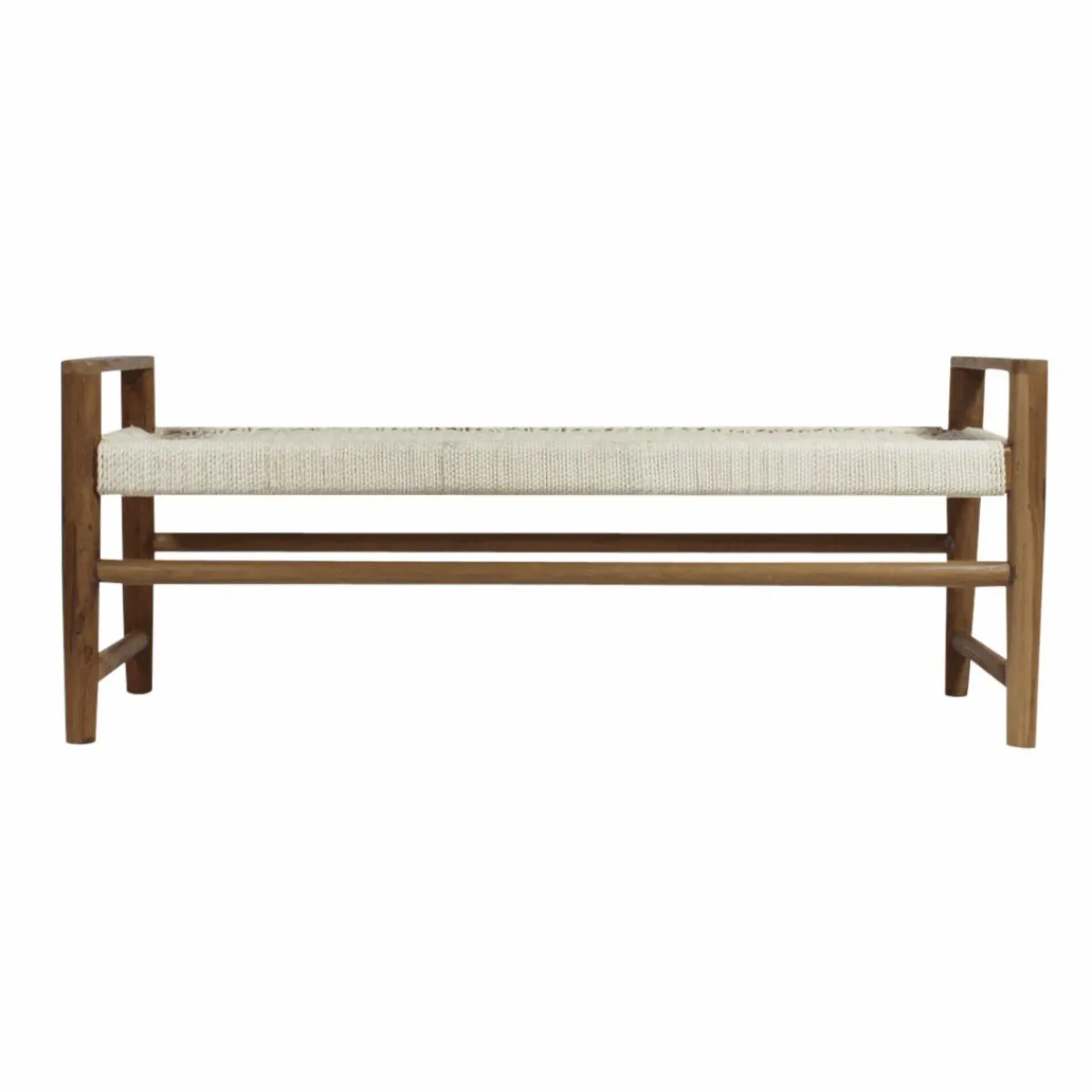 Made in Meubles Banc en bois de teck et tissu Pénélope