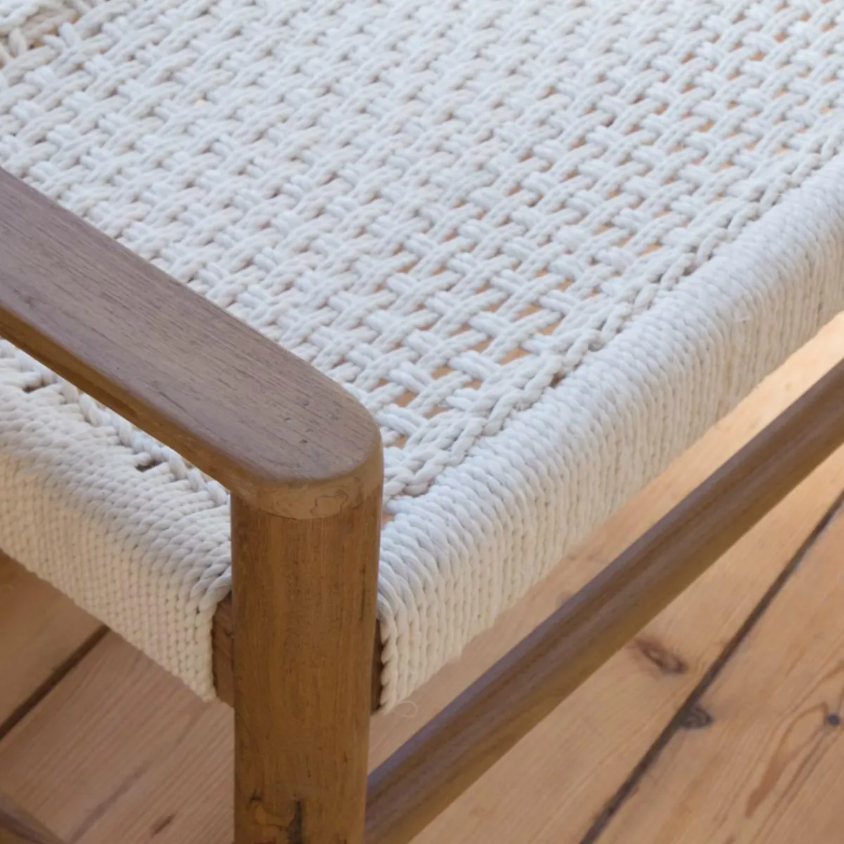 Made in Meubles Banc en bois de teck et tissu Pénélope