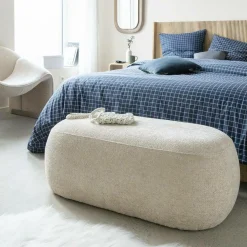 Made in Meubles Banc en tissu écru Lola