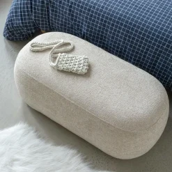 Made in Meubles Banc en tissu écru Lola